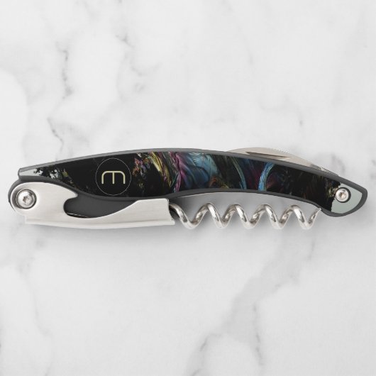 Fractal 3D Sci Fi futuristi Monogram Corkschroef Kurkentrekker (Voorkant)