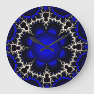 Fractal Ar tBlue/Black Clock Grote Klok