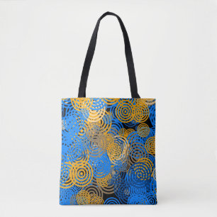 Fractal Art Blue Geometric Circles Swirl Mandala Draagtas