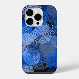 Fractal Art Blue Geometric Circles Swirl Mandala iPhone 14 Plus Hoesje