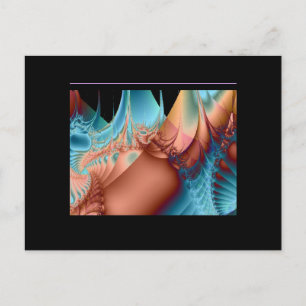 Fractal Art Blues & Peach Briefkaart