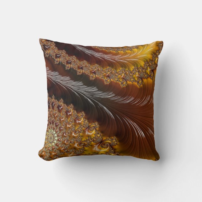Fractal Art Gold/Bruin Sierkussen (Voorkant)