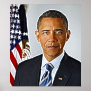 Fractal Art, officieel portret Barack Obama Poster