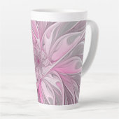 Fractal Art roze bloemendroem, Floral Fantasy Latte Mok (Rechterhoek)