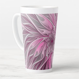 Fractal Art roze bloemendroem, Floral Fantasy Latte Mok