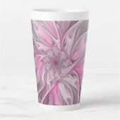 Fractal Art roze bloemendroem, Floral Fantasy Latte Mok (Voorkant)
