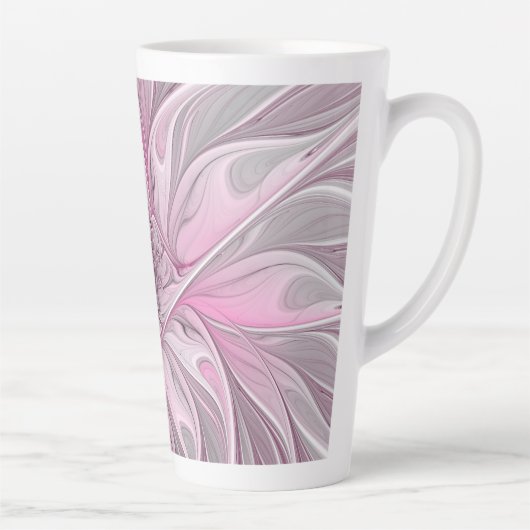 Fractal Art roze bloemendroem, Floral Fantasy Latte Mok (Rechts)