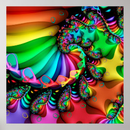 Fractal Art Spiral Melodic Rainbow Poster