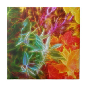 Fractal Autumn Leaves Rainbow Tegeltje