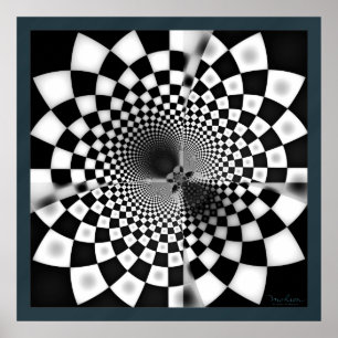 Fractal Black and White Mystery Poster