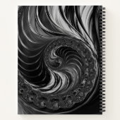 Fractal Black White Golden Ratio Nautilus Monogram Notitieboek (Achterkant)