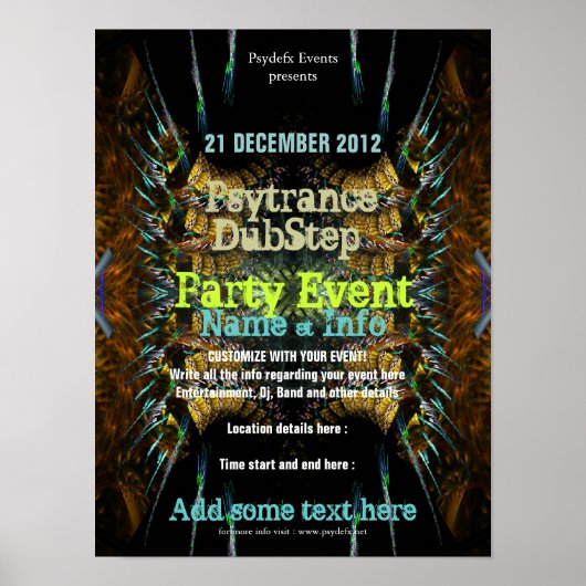 Fractal Blast Party Flyer-Poster Poster (Voorkant)