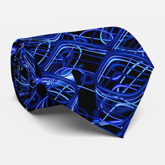 Fractal Blauw- en zwarte viribben Stropdas (Opgerold)