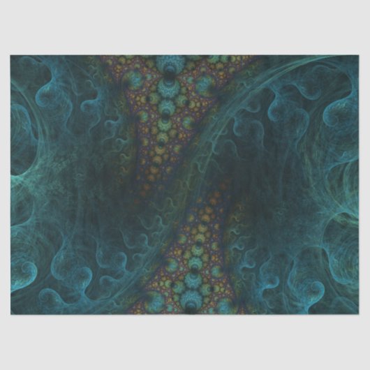 Fractal Blauwgroen Spiral Abstract 24 ontkoppelde  Tissuepapier (Voorkant)