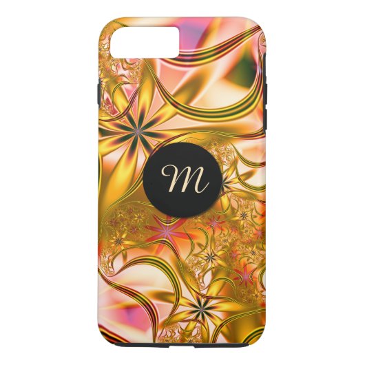 Fractal Blossoming Gold Monogram Case-Mate iPhone Case (Achterkant)