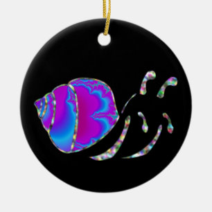 Fractal Blue en Paarse slak Shell Keramisch Ornament