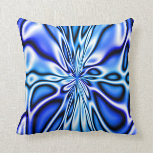 Fractal Blue Floral Bloom Mojo Pillow Kussen