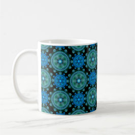 Fractal blue green oriental koffiemok