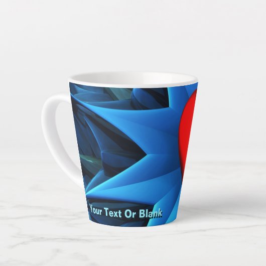 Fractal Blue Heart Flower Latte Mok (Linkerhoek)