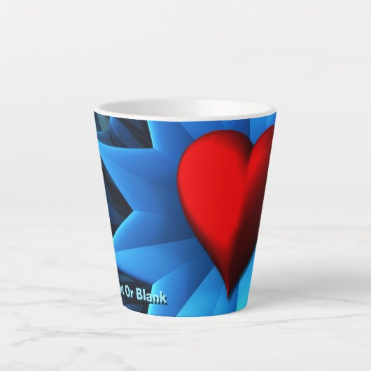 Fractal Blue Heart Flower Latte Mok (Voorkant)
