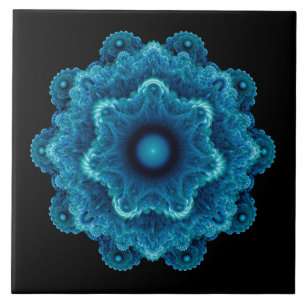 Fractal blue ornament tegeltje