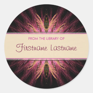 Fractal Boekplaat: Roze & Oranje Sticker