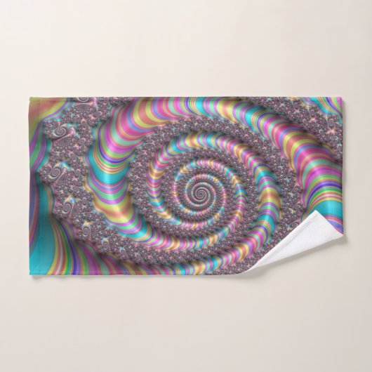 Fractal Bright Rainbow Nautilus Swirl Bad Handdoek (Handdoek)