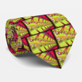 Fractal Buttonnen Rood/Geel Stropdas (Opgerold)