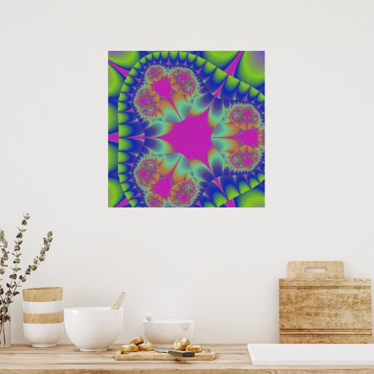 Fractal Cactus Bloom Poster (Keuken)