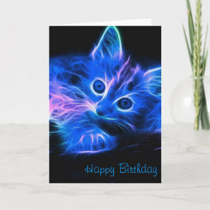 Fractal Cat Birthday Card Kaart