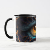 Fractal Cat Face in zwarte en trillende kleuren Mok (Links)