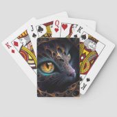 Fractal Cat Face in zwarte en trillende kleuren Pokerkaarten (Achterkant)