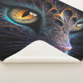 Fractal Cat Face in zwarte en trillende kleuren Sherpa Deken (3/4)