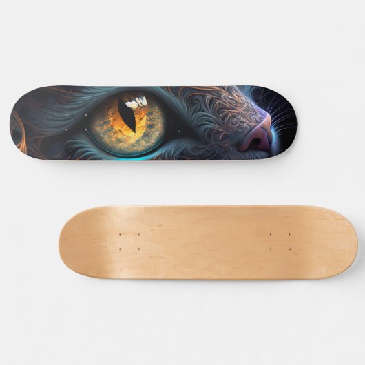 Fractal Cat Face in zwarte en trillende kleuren Skateboard (Horizontaal)