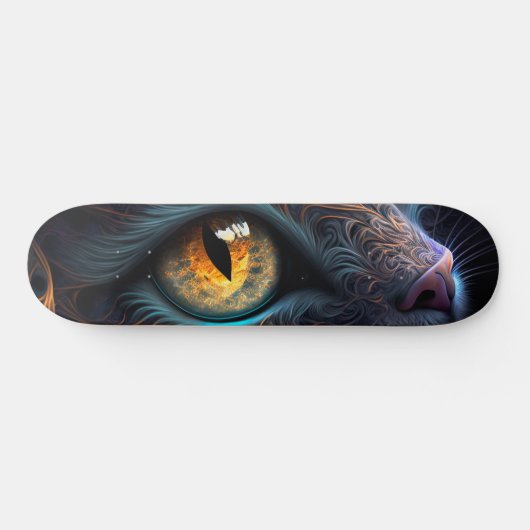 Fractal Cat Face in zwarte en trillende kleuren Skateboard (Horizontaal)