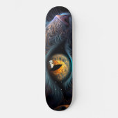 Fractal Cat Face in zwarte en trillende kleuren Skateboard (Voorkant)