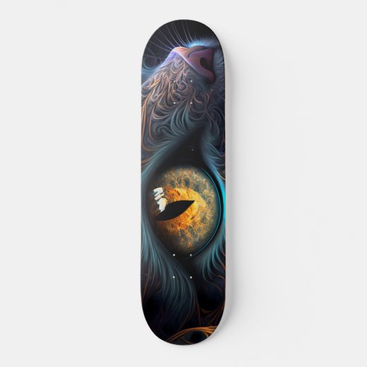 Fractal Cat Face in zwarte en trillende kleuren Skateboard (Voorkant)