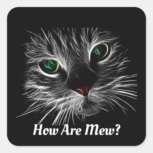 Fractal Cat Face Sticker (Voorkant)