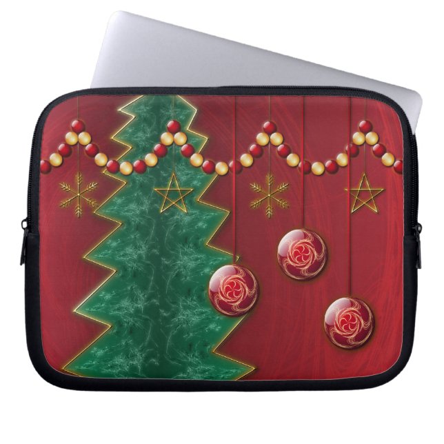 Fractal Celebration kerstlaptophoes Laptop Sleeve (Voorkant)