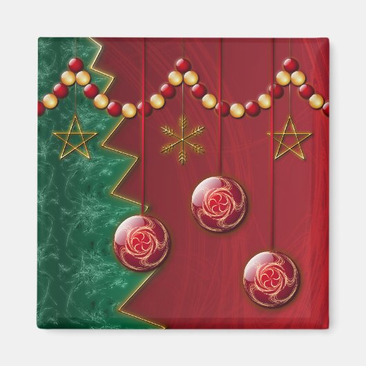Fractal Celebration Kerstmis Magnet Magneet (Voorkant)