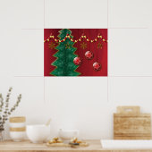 Fractal Celebration kerstprint Poster (Keuken)
