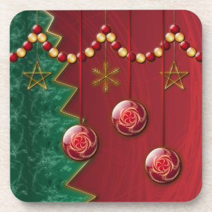 Fractal Celebration met kerstkurk Onderzetter