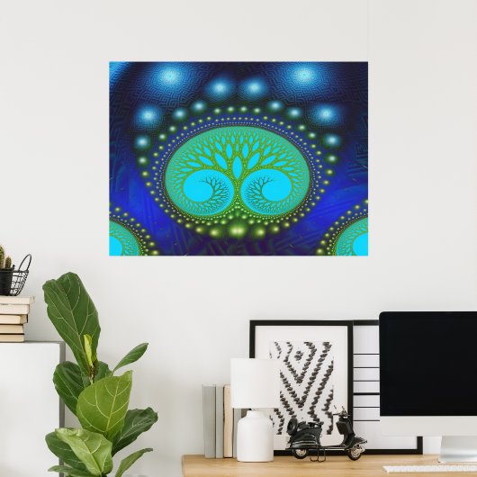 Fractal Celestial Forest Fine Abstract Art Poster (Thuiskantoor)