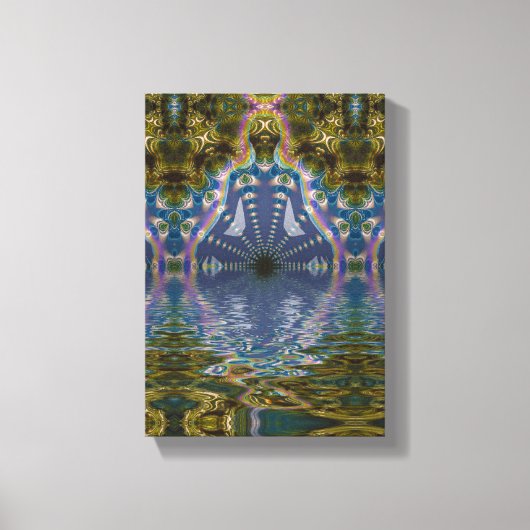 Fractal Chakra Yoga Meditation Wrapped Canvas Afdruk (Voorkant)