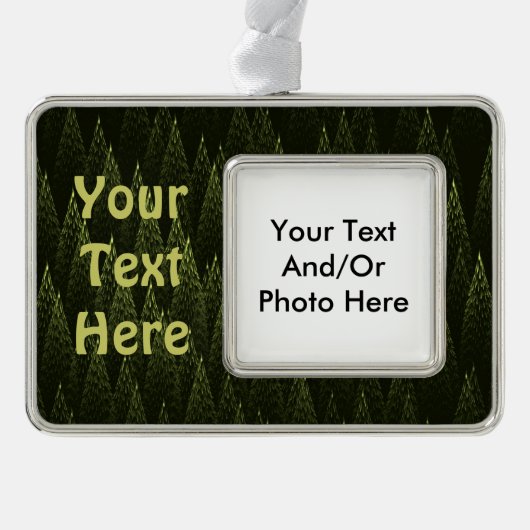 Fractal Conifer Forest Verzilverd Kader Ornament (Voorkant)