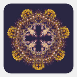 Fractal cross mandala vierkante sticker