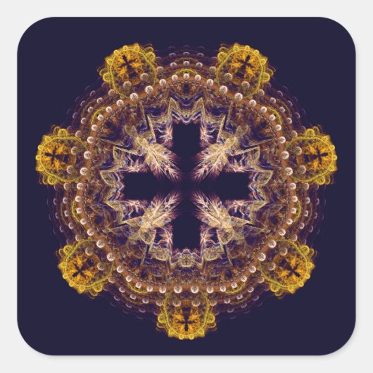 Fractal cross mandala vierkante sticker (Voorkant)