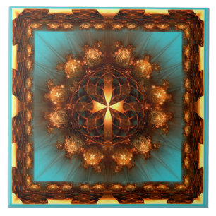 Fractal cross  patroon tegeltje