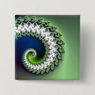 Fractal curly-knop vierkante button 5,1 cm
