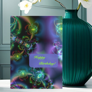 Fractal de Gelukkige Verjaardag van Vlinders Kaart